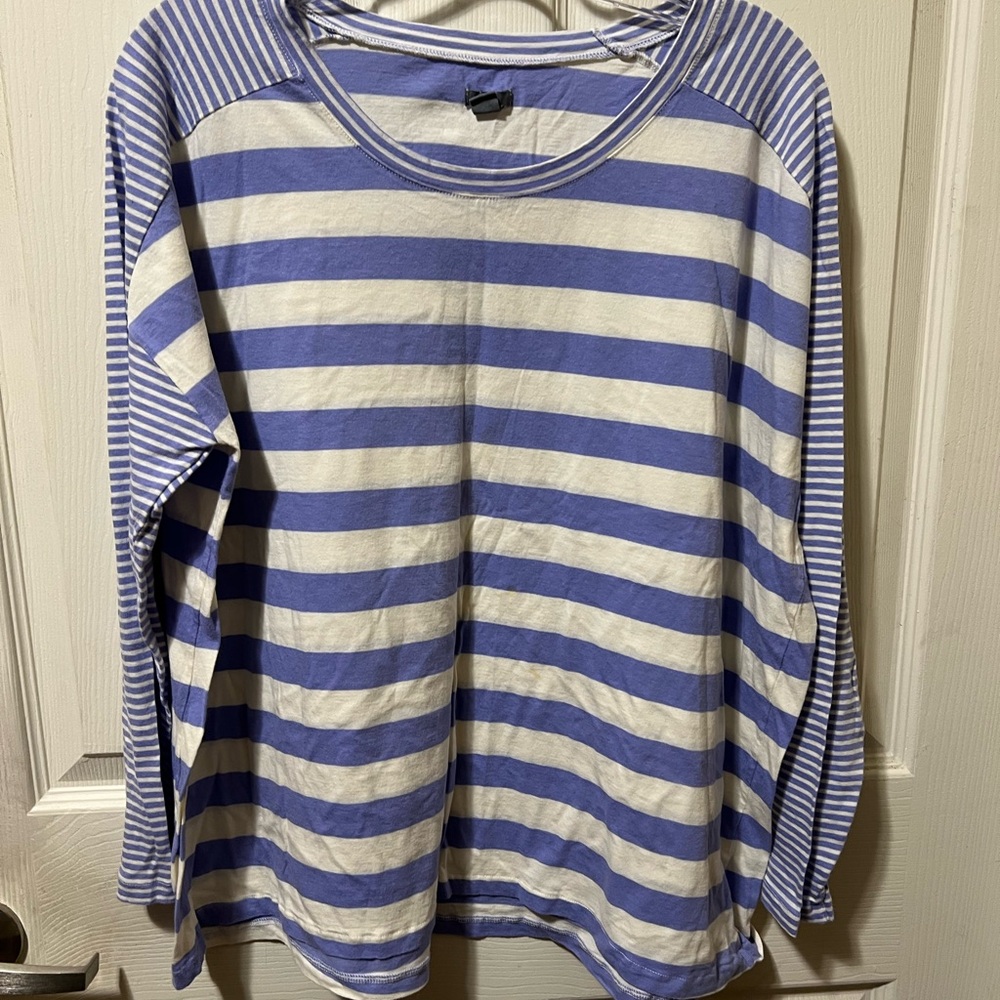 Aerie Lavender and Cream Striped Top